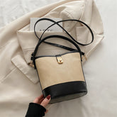 Retro Contrast Color Crossbody Bucket Bag Women
